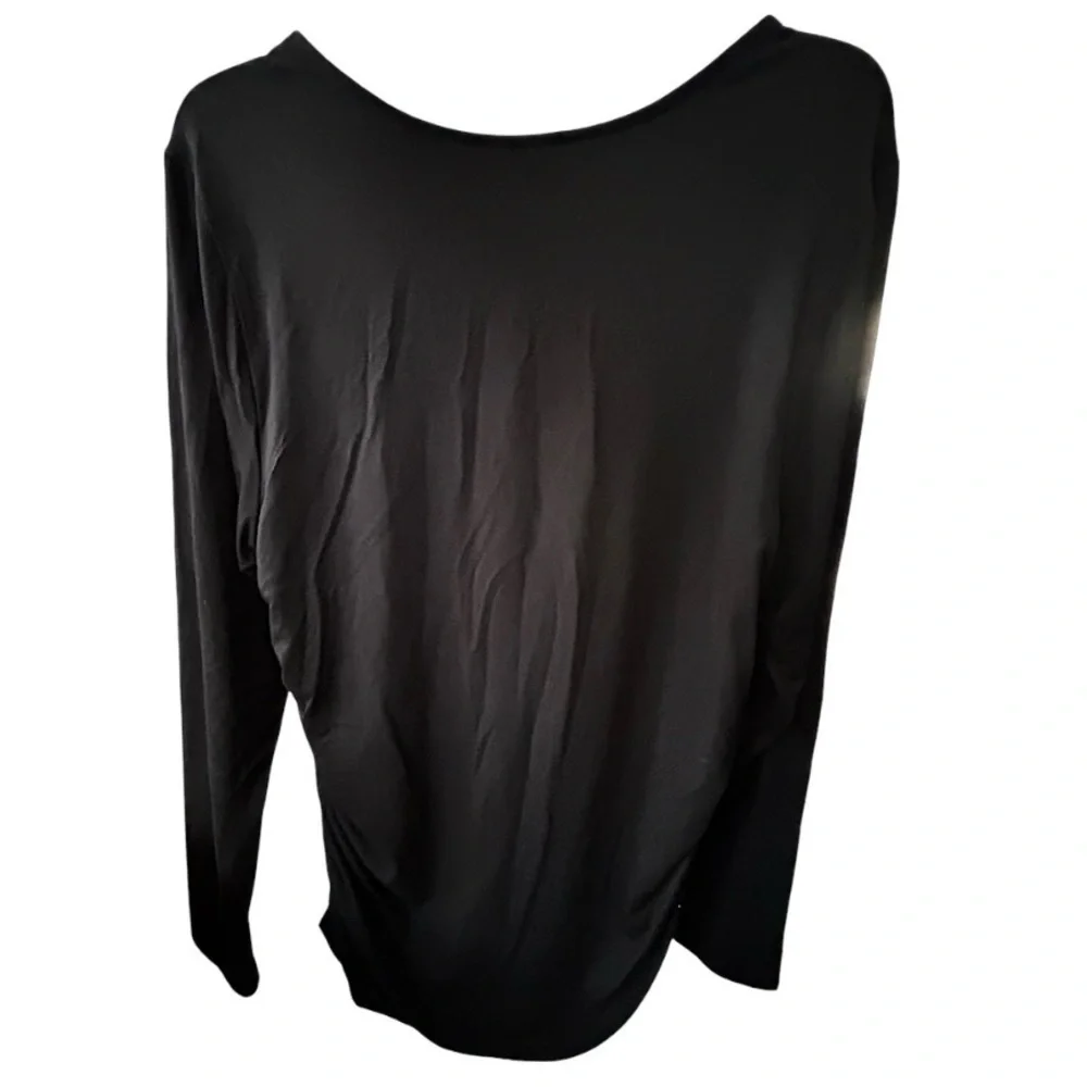 NWT Elie Tahari Black Long Sleeve Square Neck Knit Top Size XL